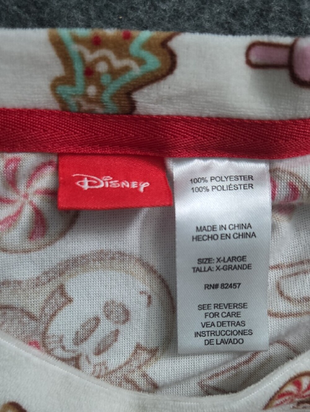 Disney Cream Tee with Red, Brown and Pink Holiday Cookie Print - Picture 2 of 3
